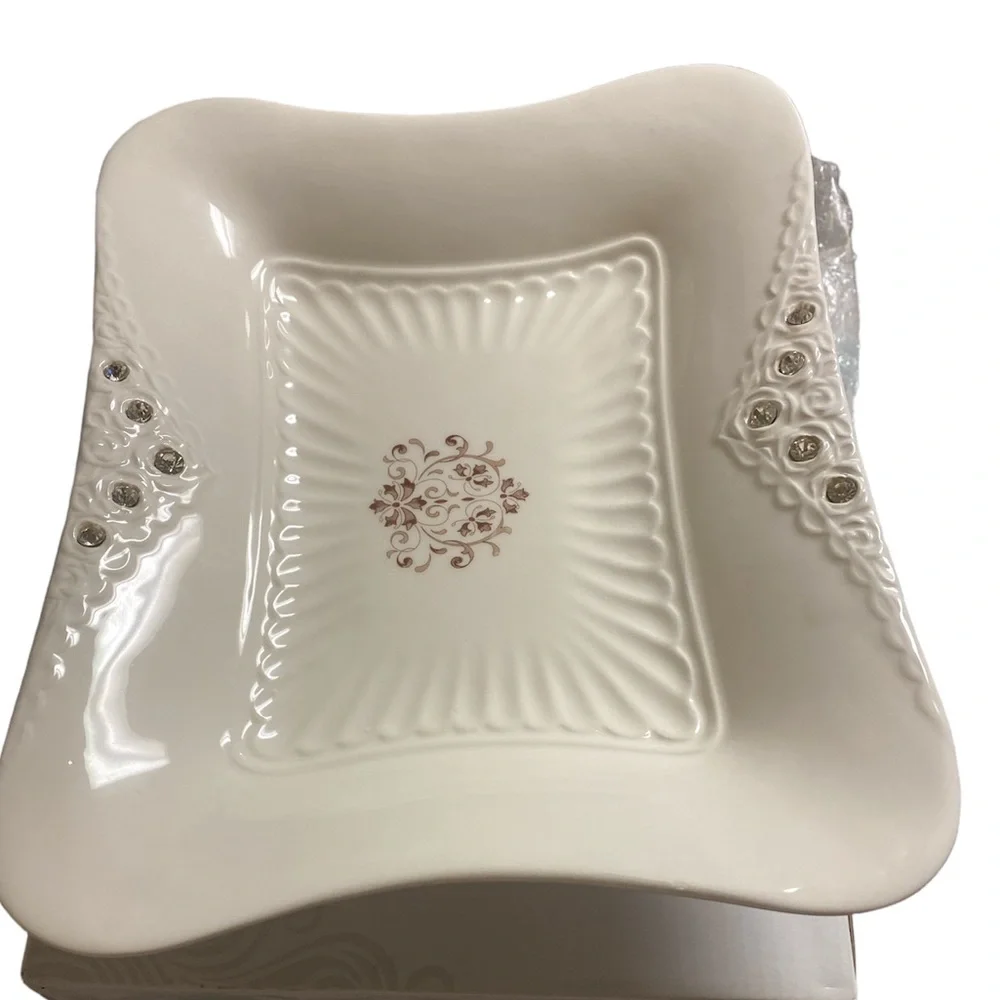 NWT Vintage D'Lusso Serving Dish With Rhinestones